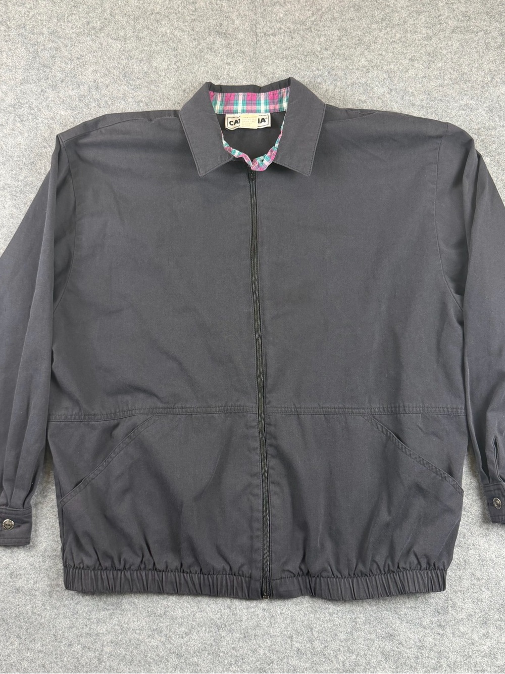 Catalina Vintage Windbreaker Jacket Women’s 10 Gray Plaid Collar Bomber Made in